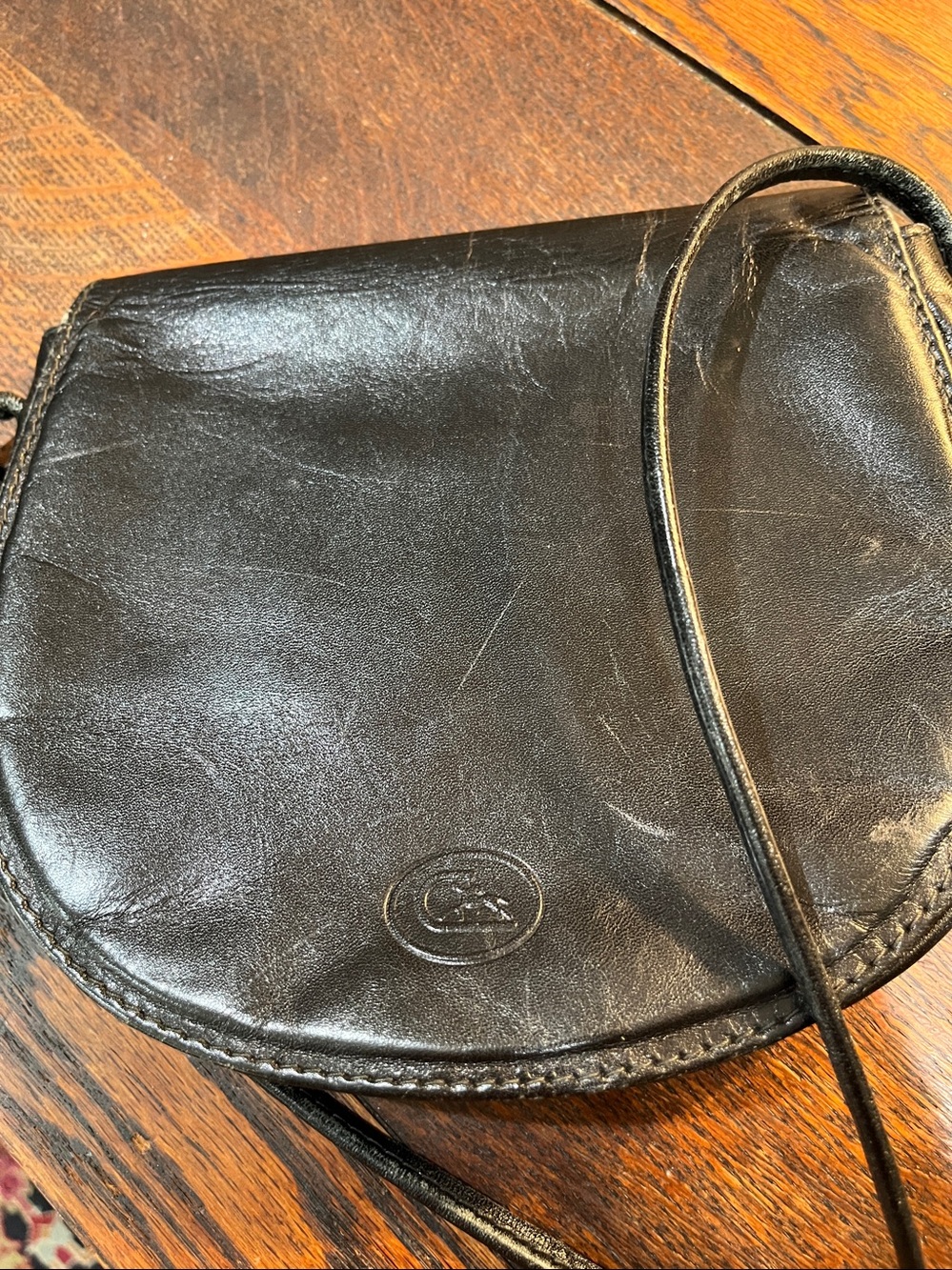 Classic Black Florentine Leather Saddle Crossbody Bag